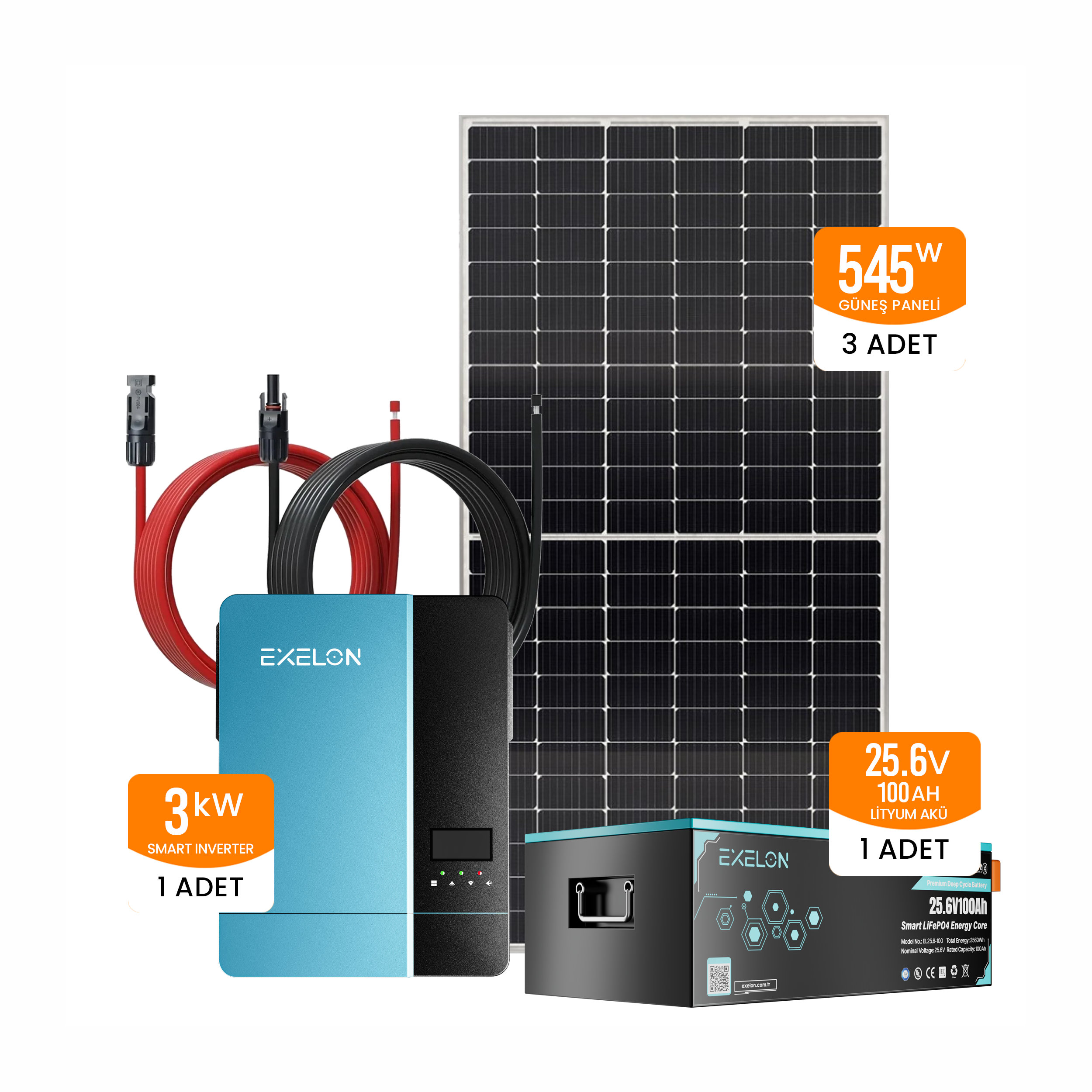 YNR0682 Exelon 3Kw 24V Güneş Enerjisi Lityum Akülü - Görsel 1
