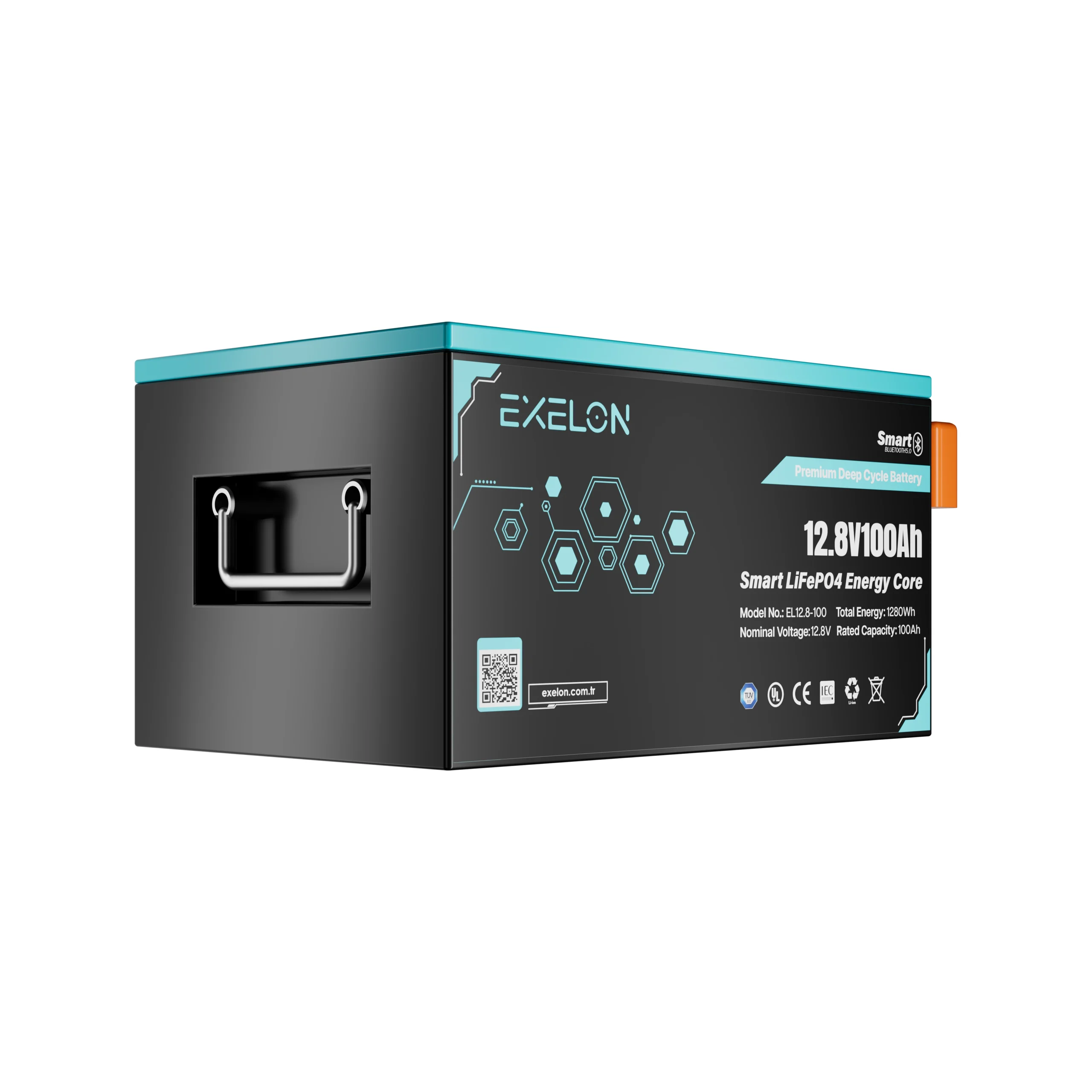12.8V-100Ah-2-scaled-1.webp Exelon 12.8V 100Ah Smart LifeP04 Lityum Akü - Görsel 1